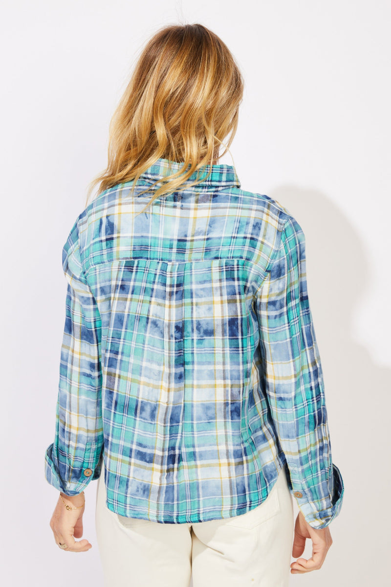 Hazy Plaid Weekend Shirt — fuchsia
