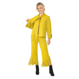 Fringed Scarf Zip Front Jacket in Mustard- 6929J-MST