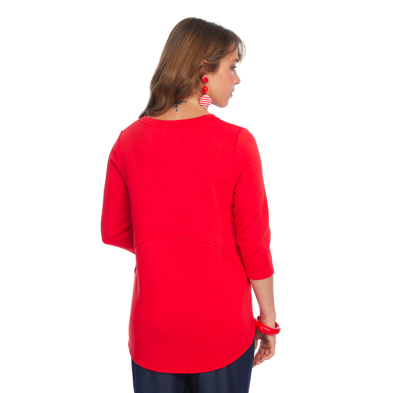 Lior Soft Knit High-Low Top in Red - ZOFI-RD