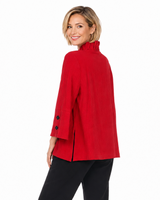 Textured Ruffle Collar Jacket in Red -  2449NP-RD