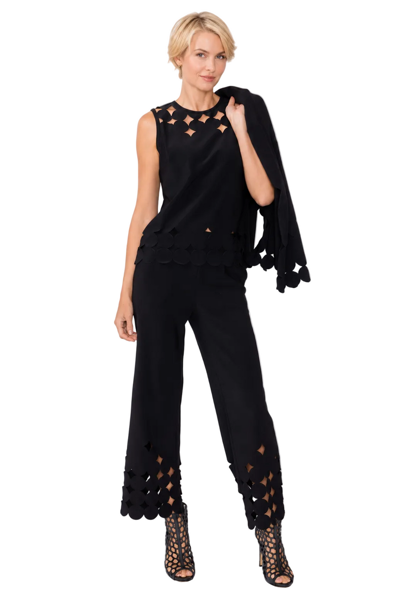 Polka-Dot Cut-Out Pant in Black - C1237P