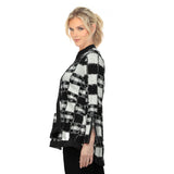 Modern Black & White Check Asymmetric Jacket - 7369J