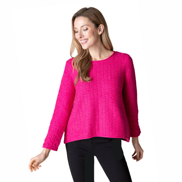 Brick-Stitch Texture Pullover Top in Raspberry - 89105