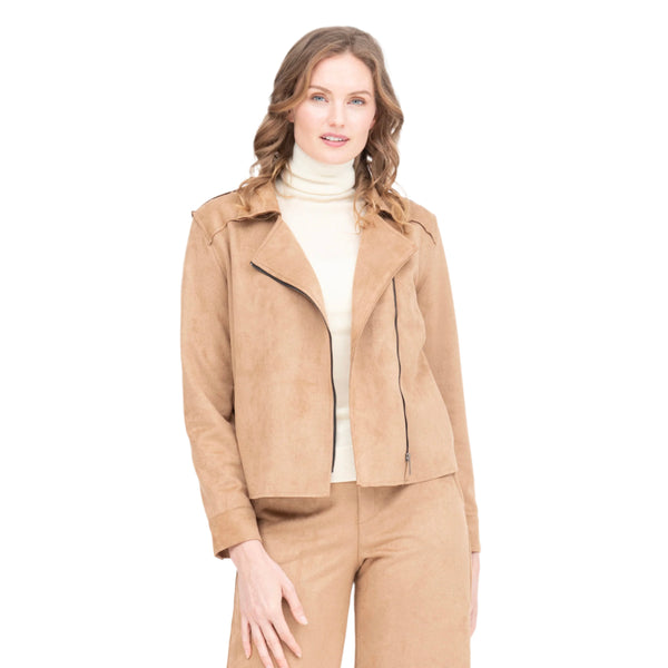 Microsuede Moto Jacket in Tan - 4897-TAN