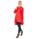 Red Zip-Front High-Low Tunic Jacket - 4782J-RD