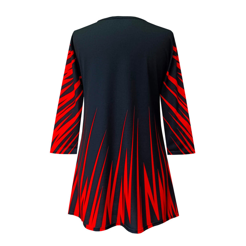 Valentina "Sparkle" Print V-Neck Tunic in Red/Black - 25783-TU-RD