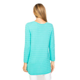 Textured Stripe V-Neck Tunic in Seaglass - 80115-SEA