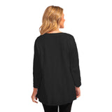 V-Neck Tunic Top in Black - 10019-BLK