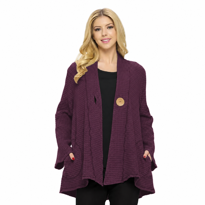 One-Button Textured Waffle Jacket - BW117