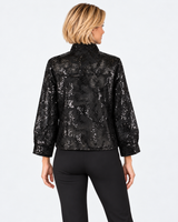 Sequin Embroidered Zip-Front Jacket in Black - 2488-BLK