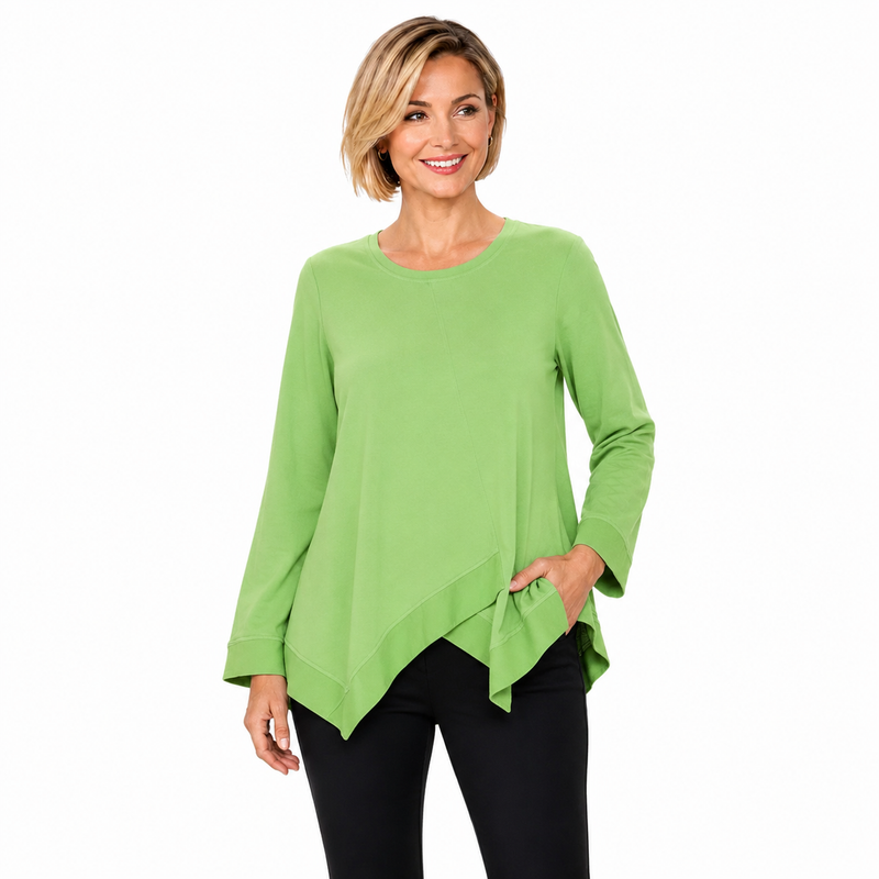 French Terry Tunic in Herbal Green - FT4061-HRB - Size S Only!