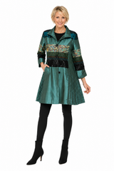 Mixed-Media Pleated Tunic Dress in Teal - C2648-3