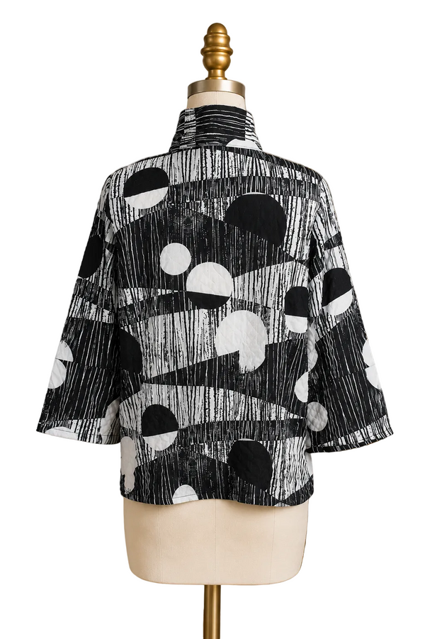 Abstract Art Print Jacket in Black & White - 5062