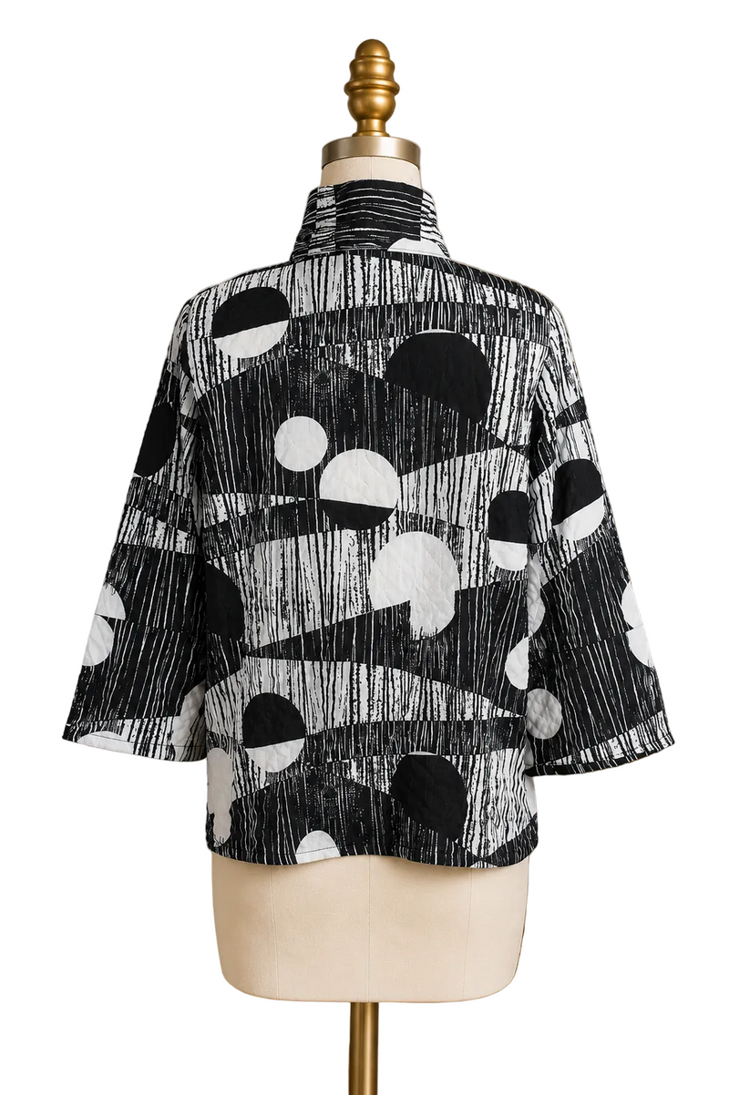 Abstract Art Print Jacket in Black & White - 5062