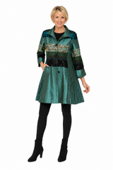 Mixed-Media Pleated Tunic Dress in Teal - C2648-3