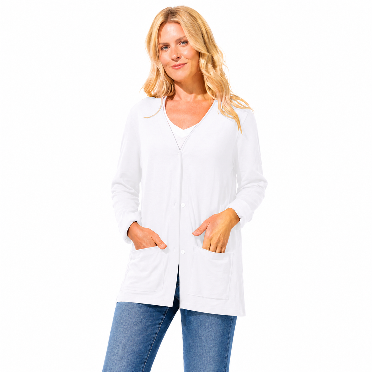 Soft Cotton Knit Cardigan in White - 10070 - Size M Only! – Shop