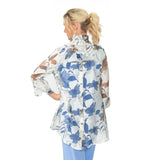 Sheer Floral Hi-Low Blouse in Blue - 2277J