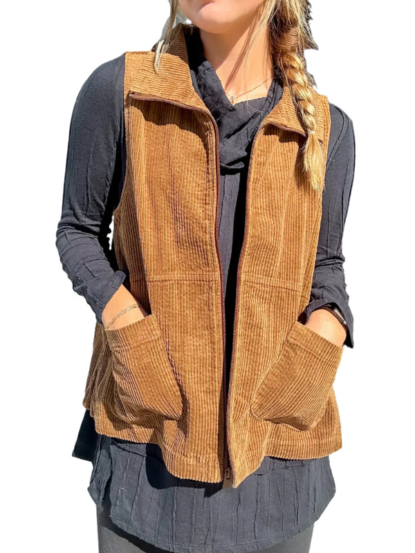 Habitat Cotton Corduroy Pocket Vest in Chocolate - 45128-CHC - Size M Only!