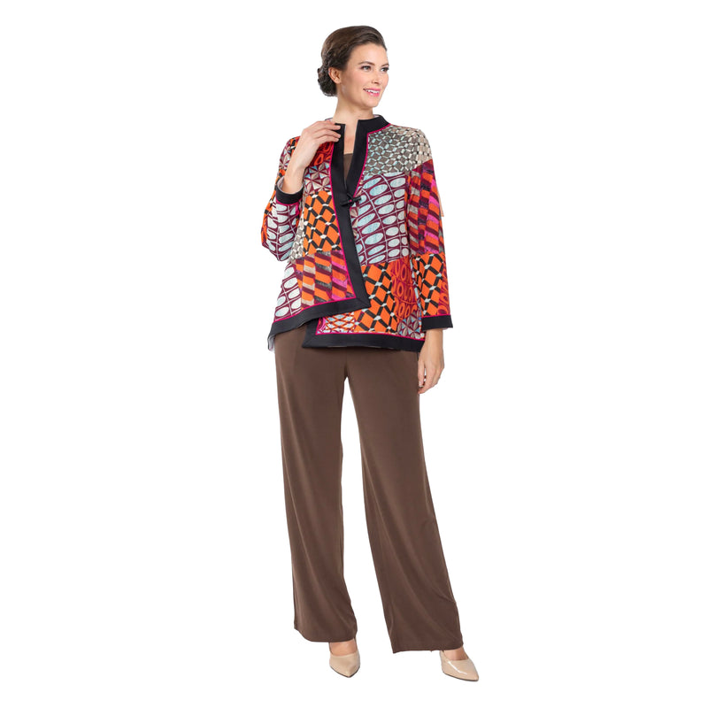 IC Collection Mixed-Print Asymmetric Jacket in Pink Multi - 5066J-PNK