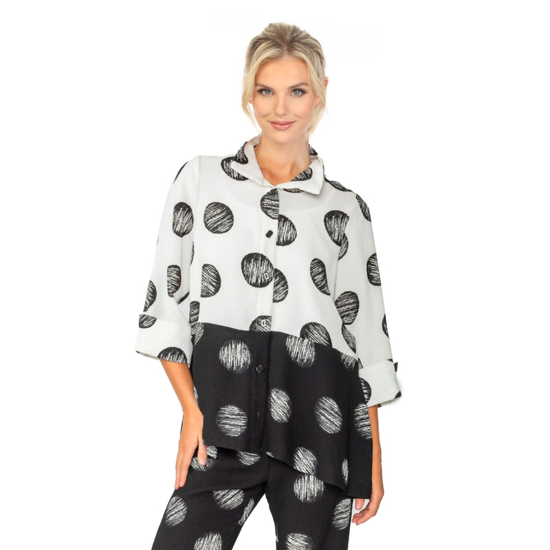 Two-Tone Polka-Dot Black & White Shirt - 6274T