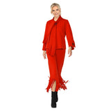 Fringed Scarf Zip Front Jacket in Red - 6929J-RD