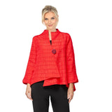 Textured Asymmetric Jacket in Red - 6288J-RD