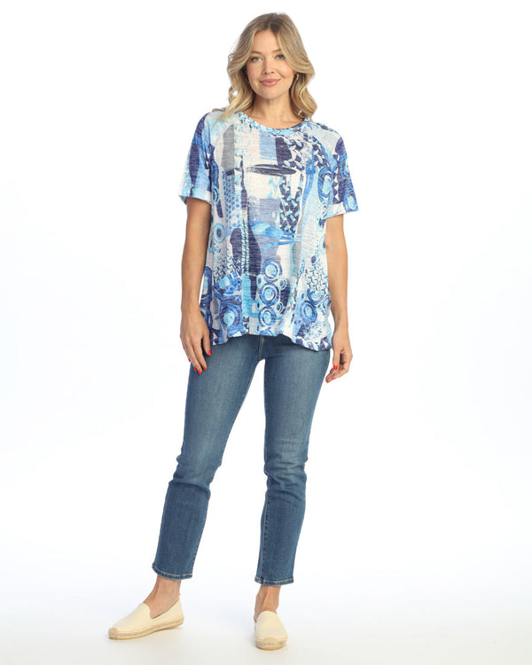 "Ocean Blue" Burnout Tunic Top - AJ1-2062