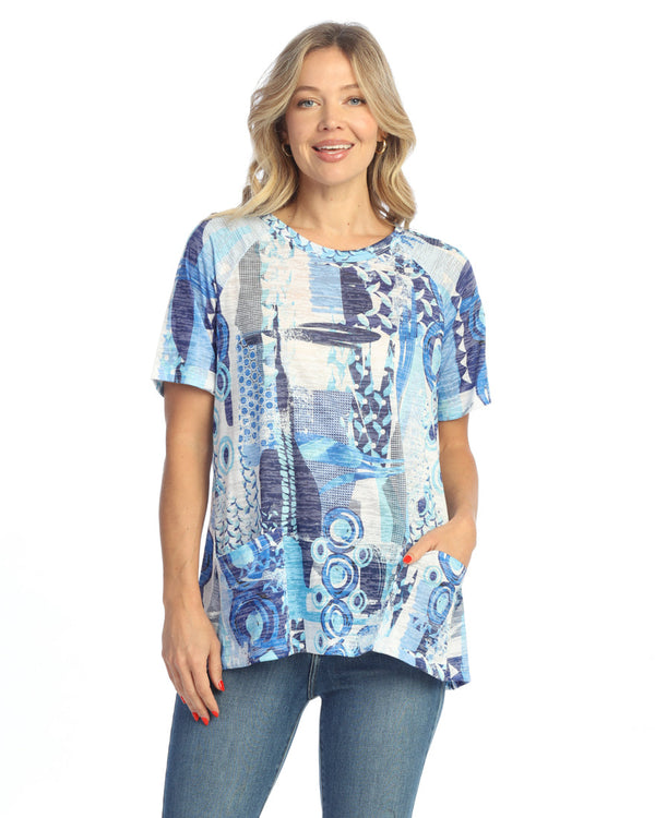 "Ocean Blue" Burnout Tunic Top - AJ1-2062