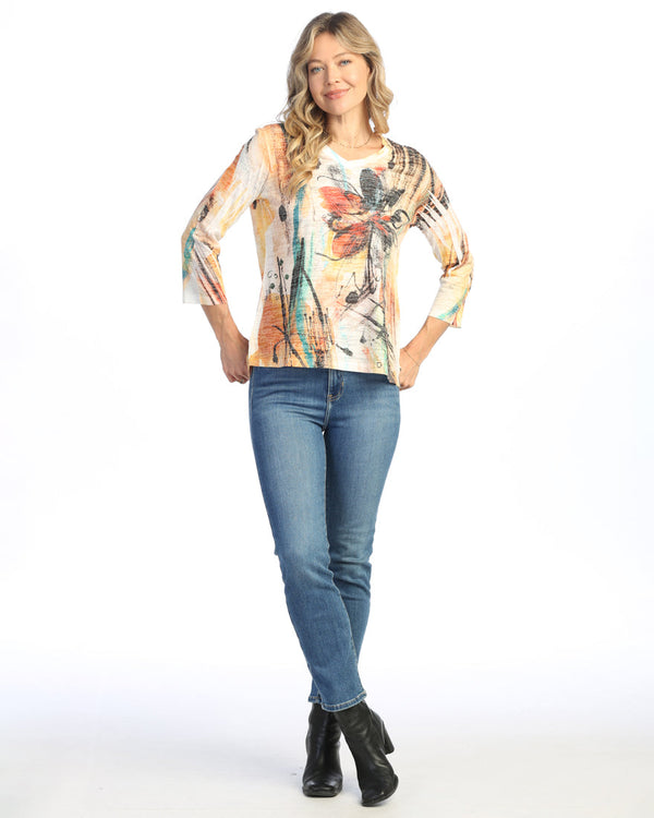 Jess & Jane "Sola" Burnout Hi-Low Tunic Top - AJ3-1860