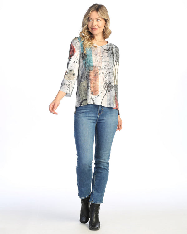 Jess & Jane "Sonnet" Burnout Hi-Low Tunic Top - AJ3-1981