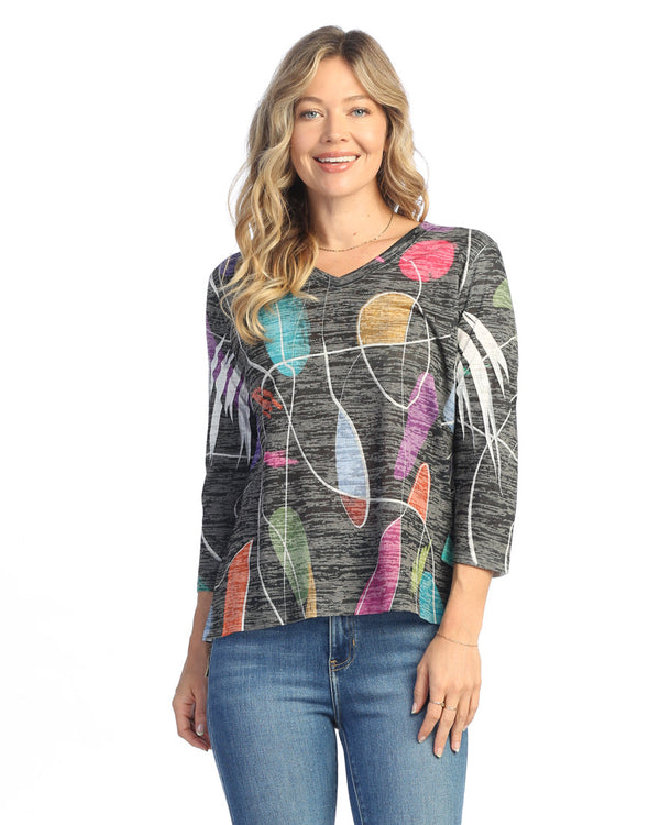 Jess & Jane "Frolic" Burnout Hi-Low Tunic Top - AJ3-1984