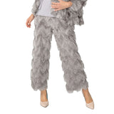 Fall'24! Fringe Embellished Pant in Grey - 6936P