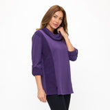 French Terry Side Contrast Tunic in Purple - TW102-PPL