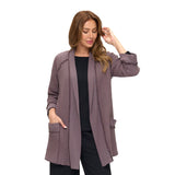 Open Front Waffle Cardigan Jacket in Graphite - BW104-GRP