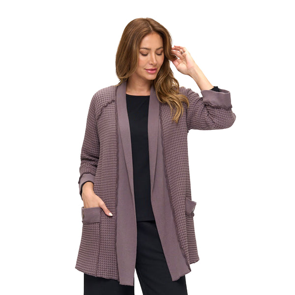 Open Front Waffle Cardigan Jacket in Graphite - BW104-GRP