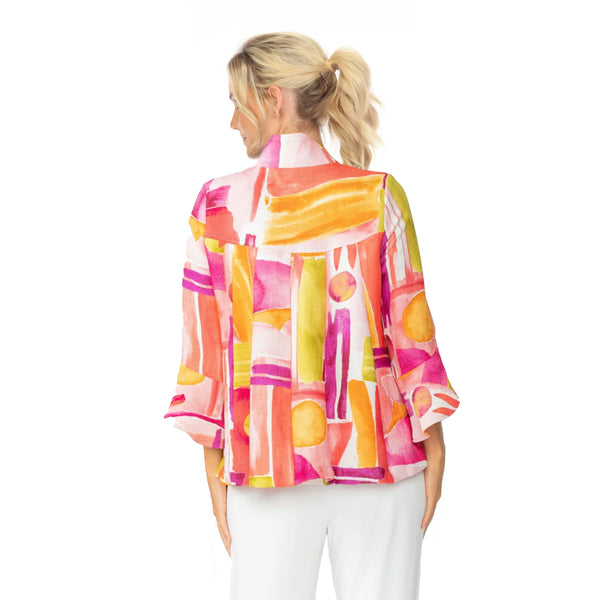 Springtime Abstract-Art-Print Jacket in Pink/Multi - 6855J-PNK