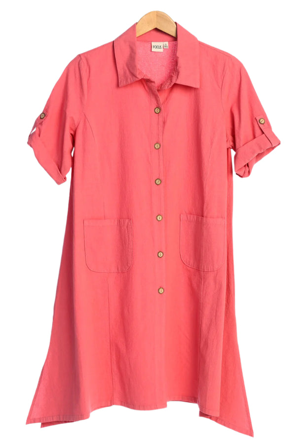 Button-Front Cotton Shirtdress Dress in Dubarry - BC145-DB