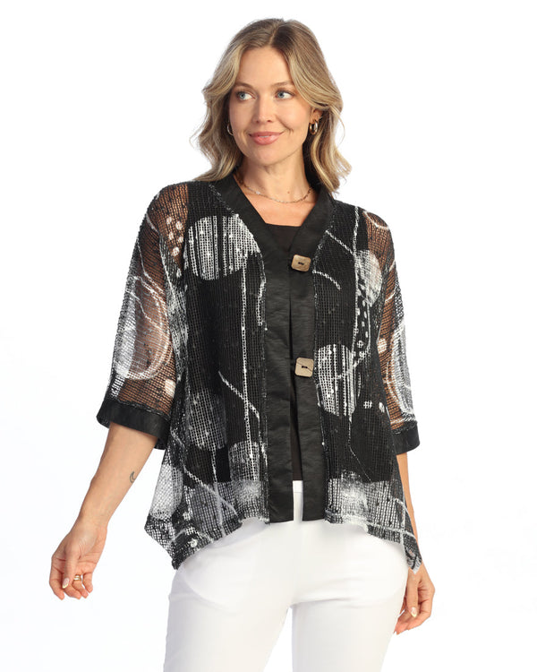 Boucle Mesh Cardigan w/ 2-Button Closure - BC8