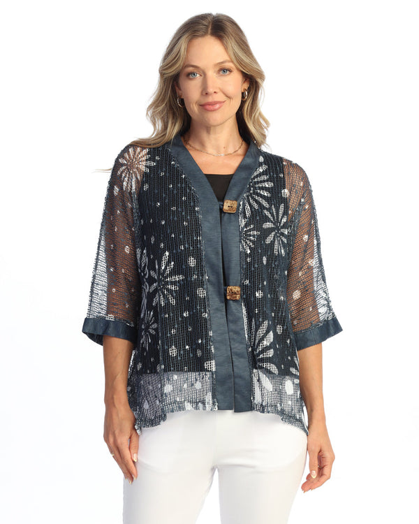 Boucle Mesh Cardigan w/ Two-Button Closure - BC8