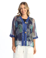 Boucle Mesh Cardigan w/ 2-Button Closure - BC8