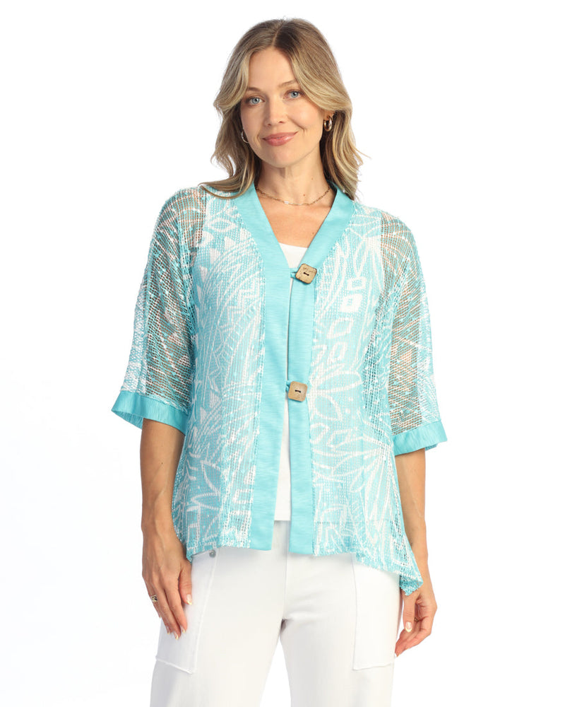 Boucle Mesh Cardigan w/ 2-Button Closure - BC8