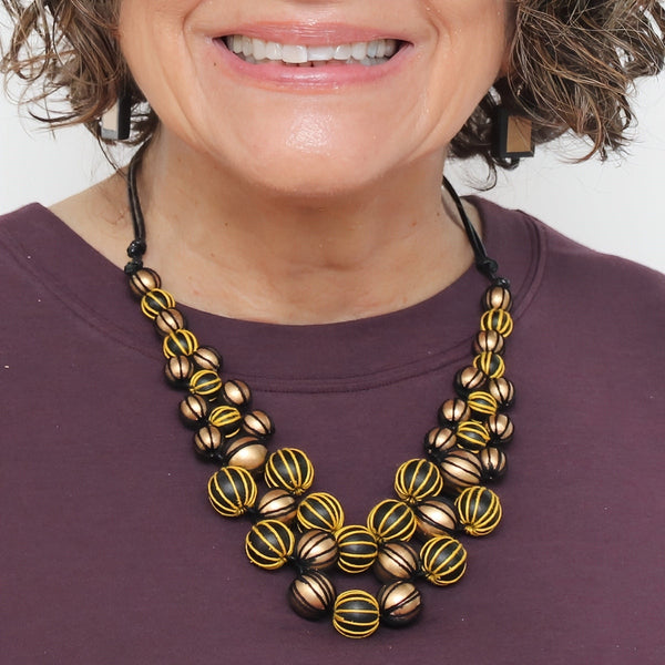 Gold and Black Pamela Berries Necklace