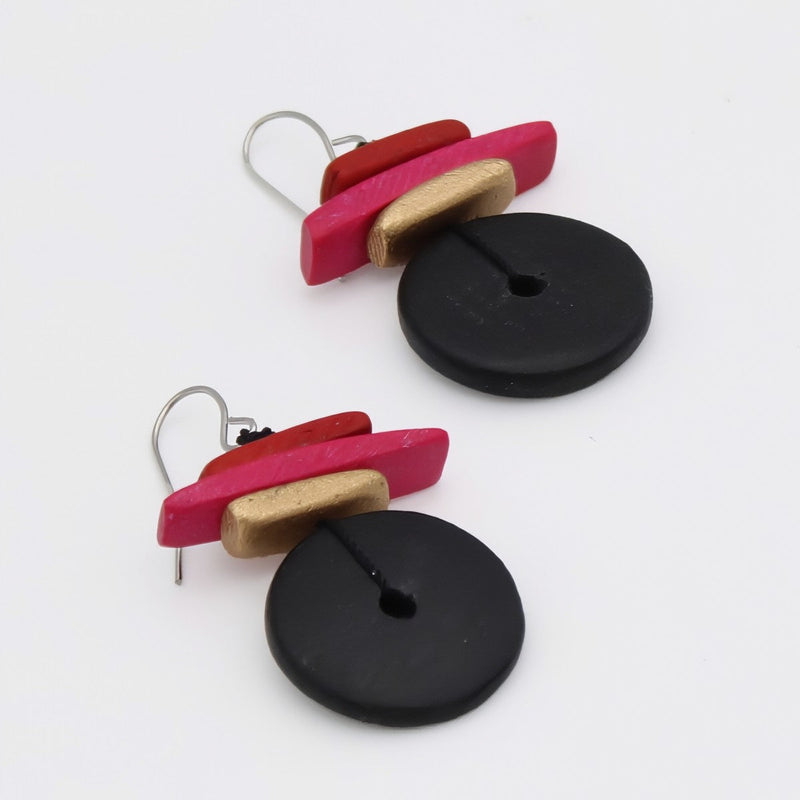 Black and Red Sabrina Earrings