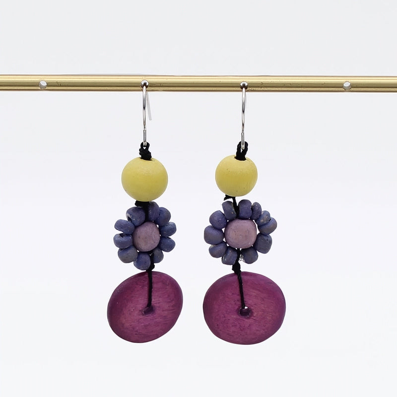 Petite Daisy Purple Earrings
