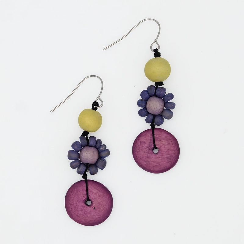 Petite Daisy Purple Earrings
