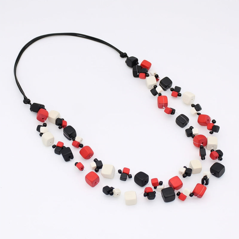 Red and Black Lia Floating Bead Adjustable Necklace