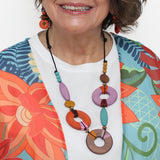 Saylor Multi-Color Wood Open Bead Adjustable Necklace