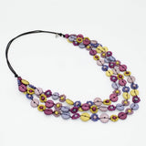 Purple Petite Daisy Triple Strand Necklace