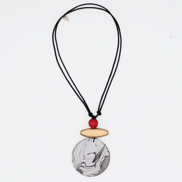 Luna Marbled Wood Pendant Necklace