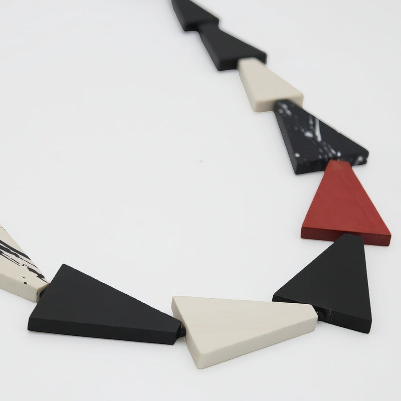 Red and Black Zara Triangle Statement Necklace